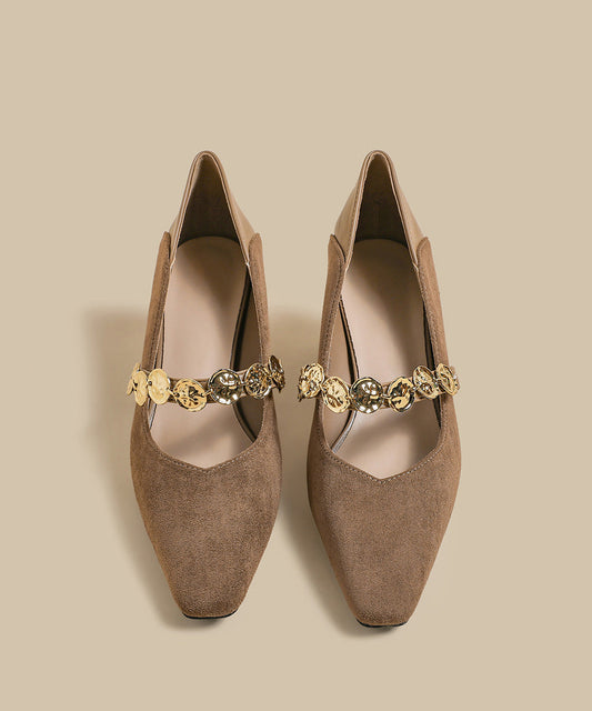 Classy Mulberry Chunky Suede Comfortable Splicing Square Toe
