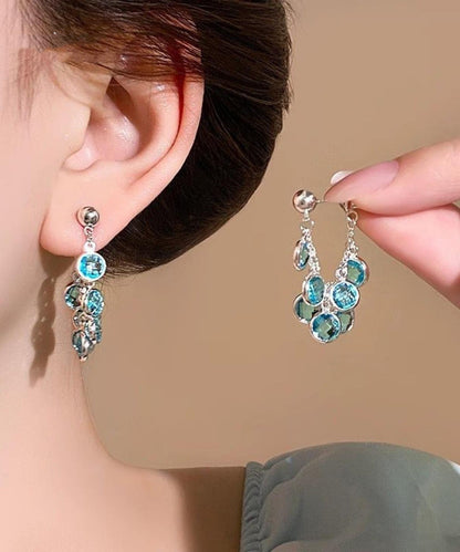 2025 New Blue Copper Alloy Crystal Hoop Earrings