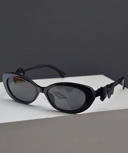 European And American Oval Black Bow Decoration Sunglasses