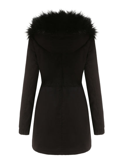 Women's Parka Coat Street Plush Winter Hoodie Coat Solid Color Oversized Fur Warm Coat