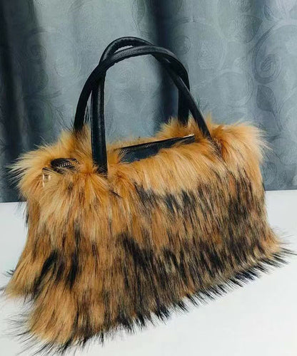 Stylish Green Fuzzy Fur Fluffy Large Capacity Tote Handbag