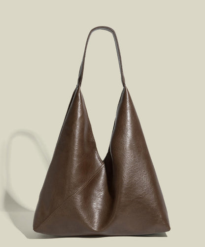 Organic Chocolate Large Capacity Solid Durable Calf Leather Shoulder Bags