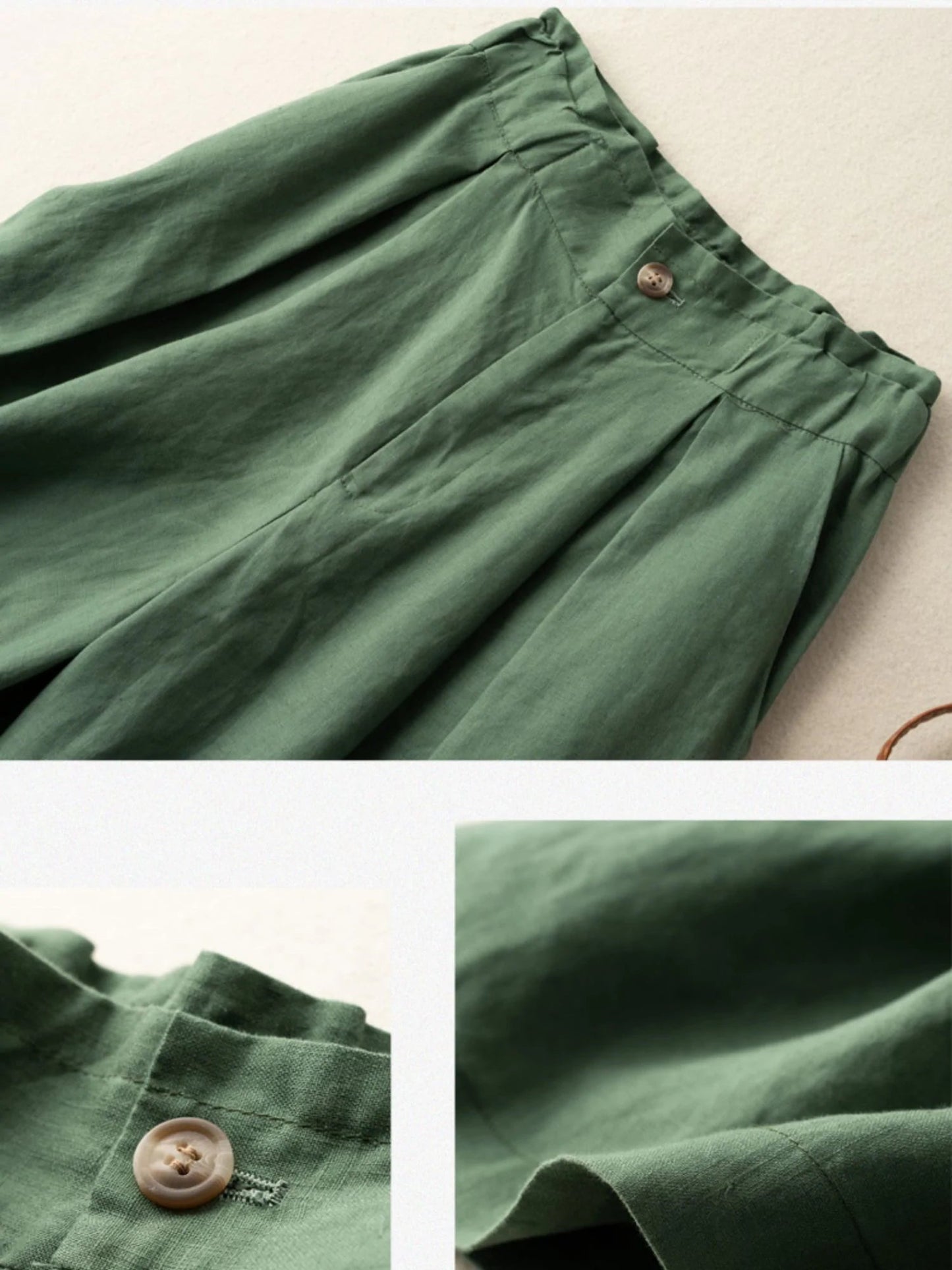 Pure Color Wide-leg Casual Linen Shorts