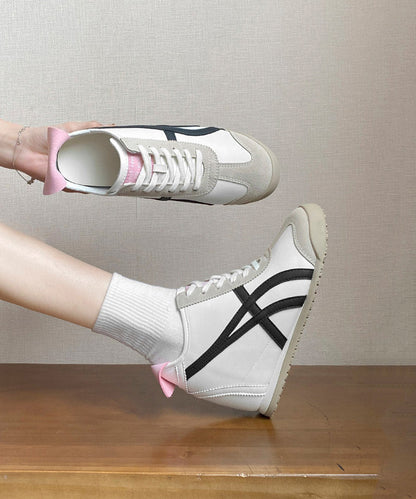 Beautiful Splicing Wedge High Wedge Heels Shoes Pink Faux Leather