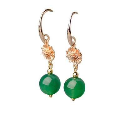 Daisy Green Onyx Earrings