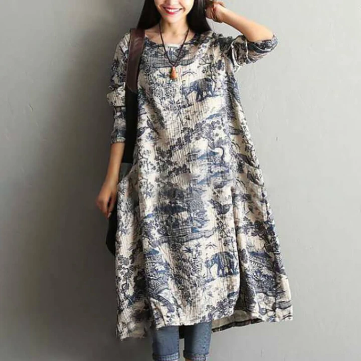 Printing 100%Cotton Dress Robe