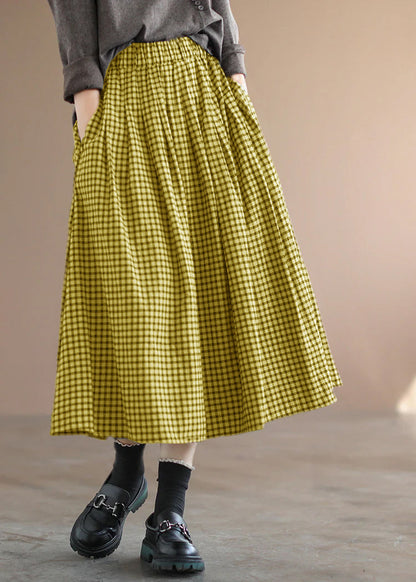 Handmade Blue Plaid Circle A Line Casual Spring Skirts