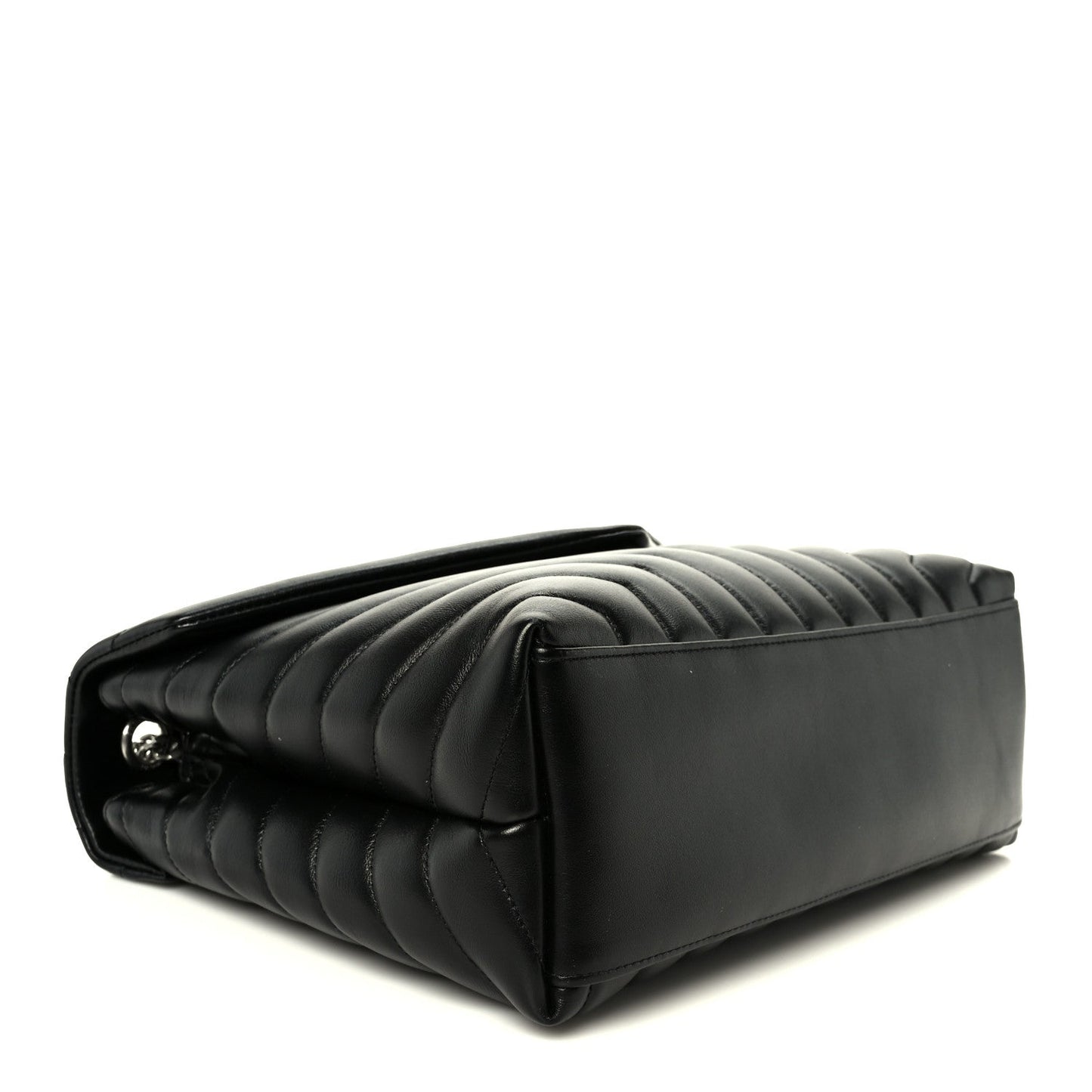 Calfskin Y Quilted Monogram Medium Loulou Chain Satchel Black