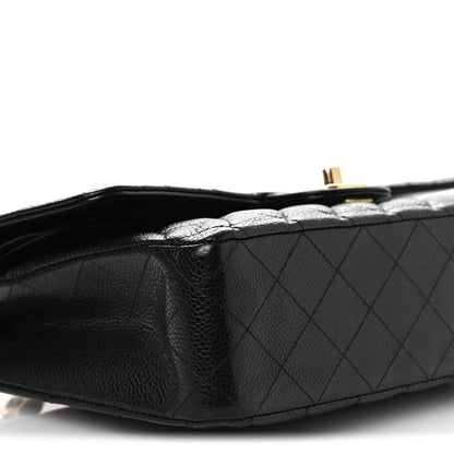 Caviar Quilted Medium Double Flap Black
