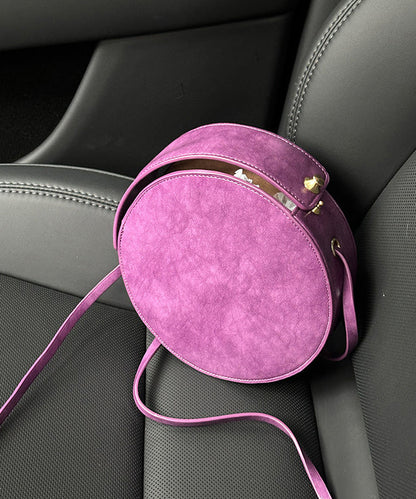 Women Purple Rotundity Solid Durable Leather CrossBody Bag