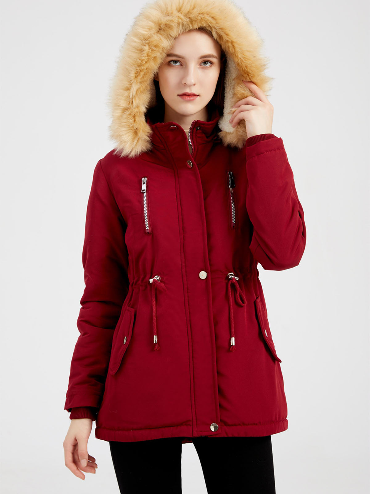 Women's Coat Daily Lamb wool Fall Winter Regular Midi Length Coat Solid Color Oversized Coat