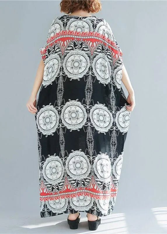 DIY prints linen cotton dress v neck Love summer Dresses