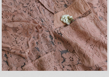 Loose Lace Embroidered Suit Collar Casual Slim Coat