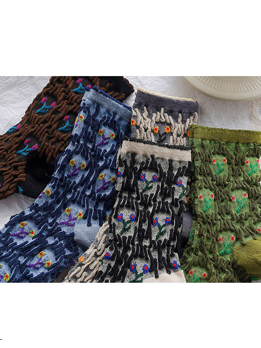 100% Cotton Preppy Style Women Socks 5 Pairs