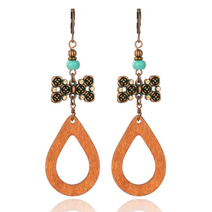 Bohemian Beaded Vintage Wooden Earrings