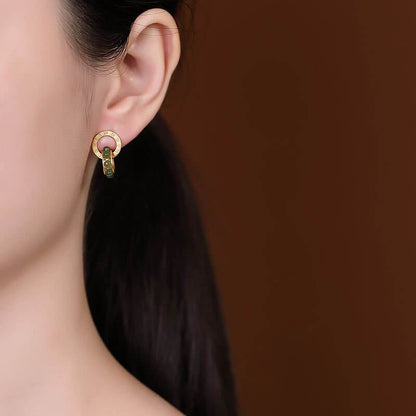 Women Retro Silver Simple Letter Ear Studs(2 Pieces)