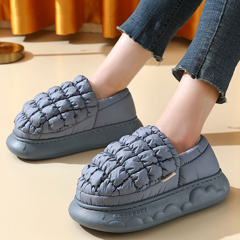 Winter Women Grid Household Warm Cotton Shoes