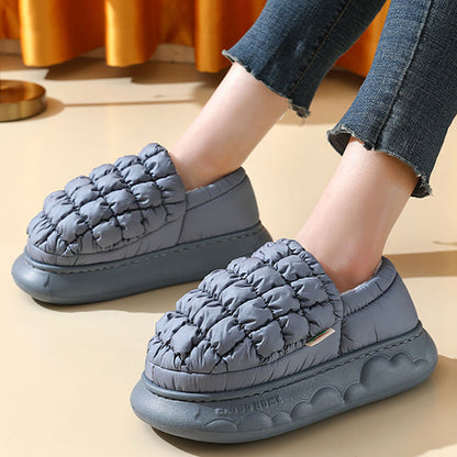 Winter Women Grid Household Warm Cotton Shoes