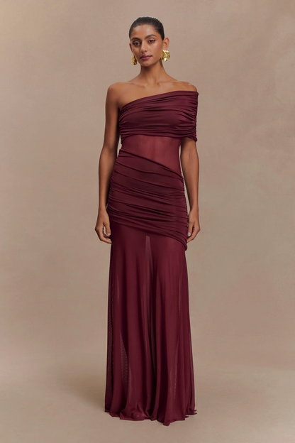 Sexy Sleeveless Cold-Shoulder See-through Solid Color Dress