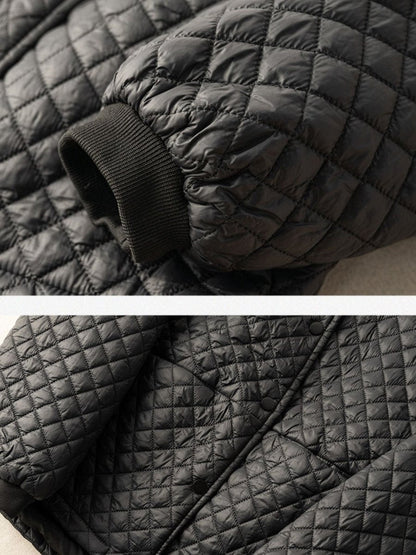 Loose Casual Diamond Plaid Solid Color 100% Natural Fabric Coat