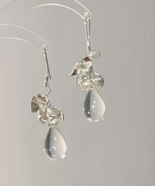 Original Design Silk Alloy Glass Water Drop Drop Earrings