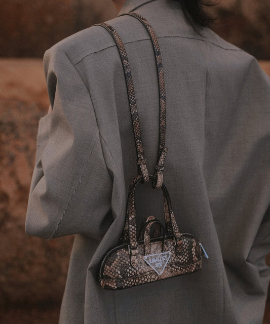 Chic Coffee Patchwork Calf Leather Vanity Bag