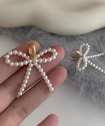 Unique Silk Sterling Silver Bow Beads Stud Earrings