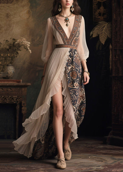Beautiful Asymmetrical Side Open Chiffon Dinner Dresses Summer