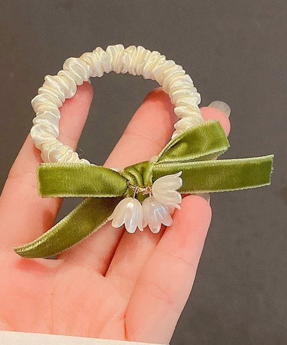 Handmade Beige Alloy Fabric Art Lily Of The Valley Tassel Hair Band