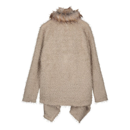 Fluffy Lapel Faux Fur Coat