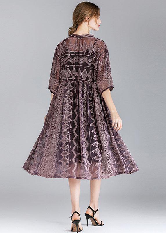 Organic Purple Fashion Chiffon Spring Half Sleeve Two Pieces Set
