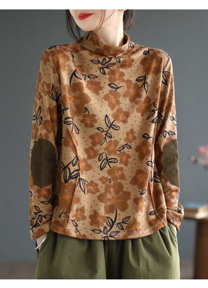 Artistic Print Knitted Vintage Floral T-Shirt