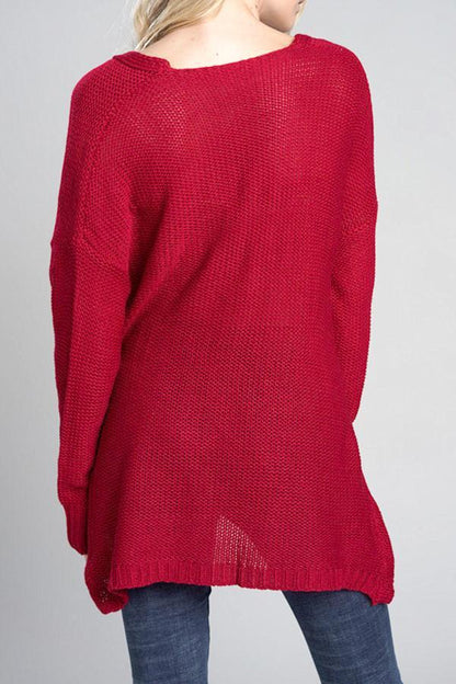 Casual V Neck Front Cross Weekend Sweater