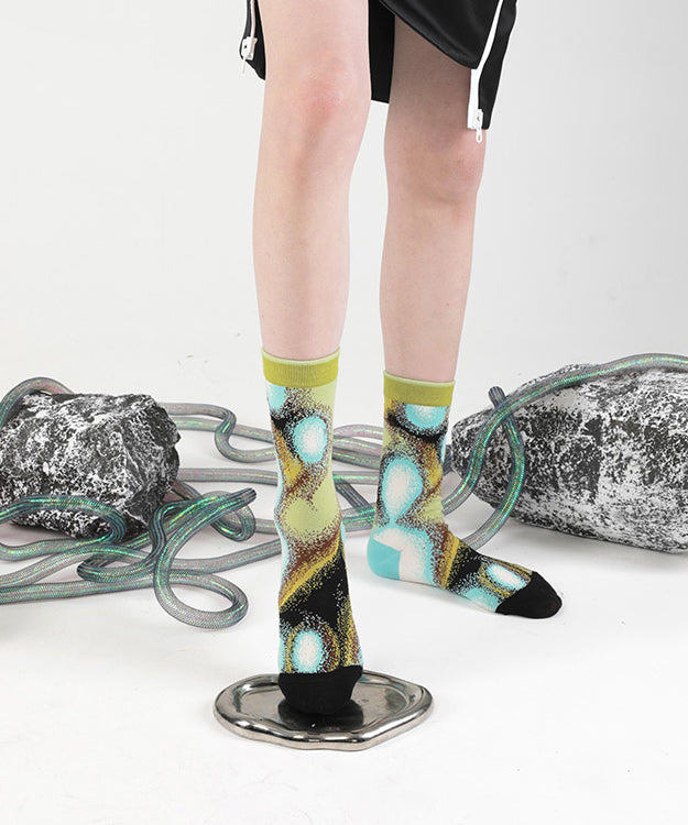 Street Trendy Print Cotton Crew Socks