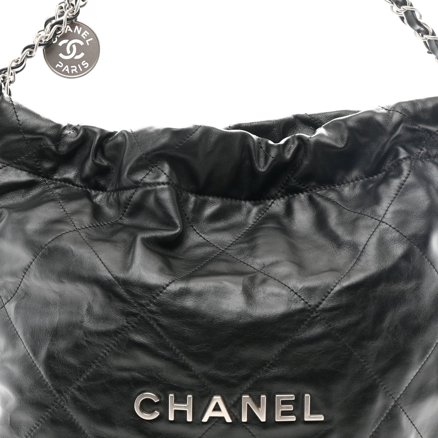 Shiny Calfskin Quilted Small Chanel 22 Black