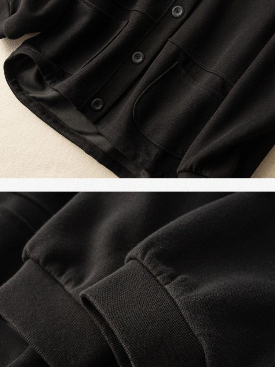 100% Natural Fabric Pure Color Buttoned Casual Coat
