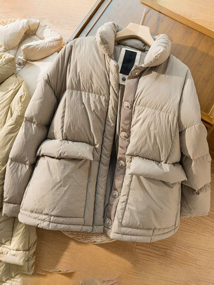 Lightweight Fashion Thickened Pockets Loose Down Jacket