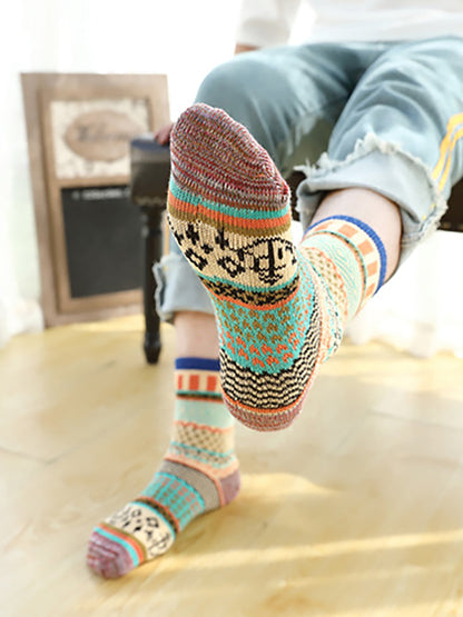 Female Knitted Casual Vintage Thick Warm Socks