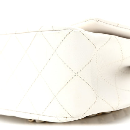 Caviar Quilted Small Top Handle Flap With Chain White