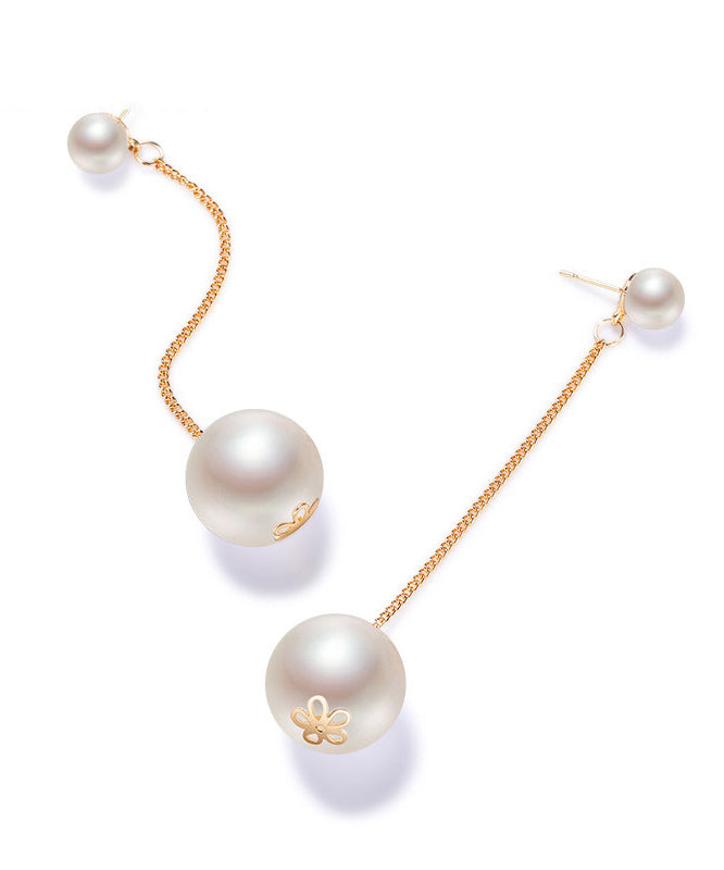 Elegant White Long Tasseled Pearl Drop Earrings