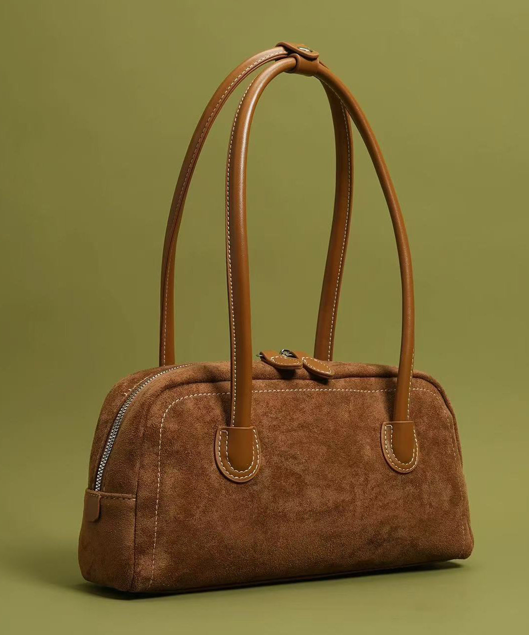 Retro Brown Solid Durable Faux Leather Womens Shoulder Bags