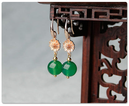 Daisy Green Onyx Earrings