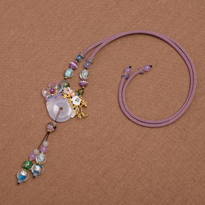 Women Amethyst Handmade Woven Vintage Pendant Necklace
