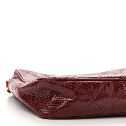 Lizard Quilted Small Tassel Camera Case Burgundy