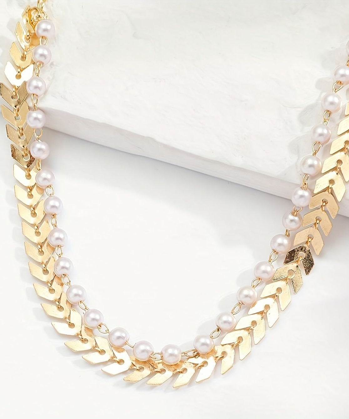 Brief Gold Copper Alloy Pearl Double-Layer Tassel Anklets