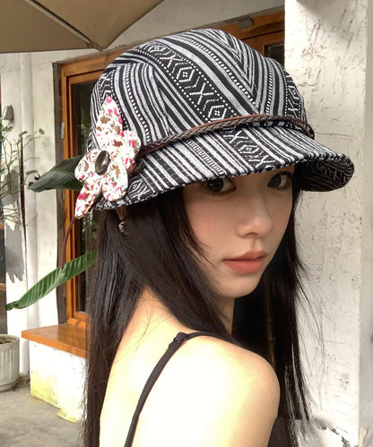 Ethnic Style Flower Pleated Patchwork Bucket Hat