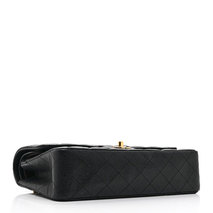 Caviar Quilted Medium Double Flap Black