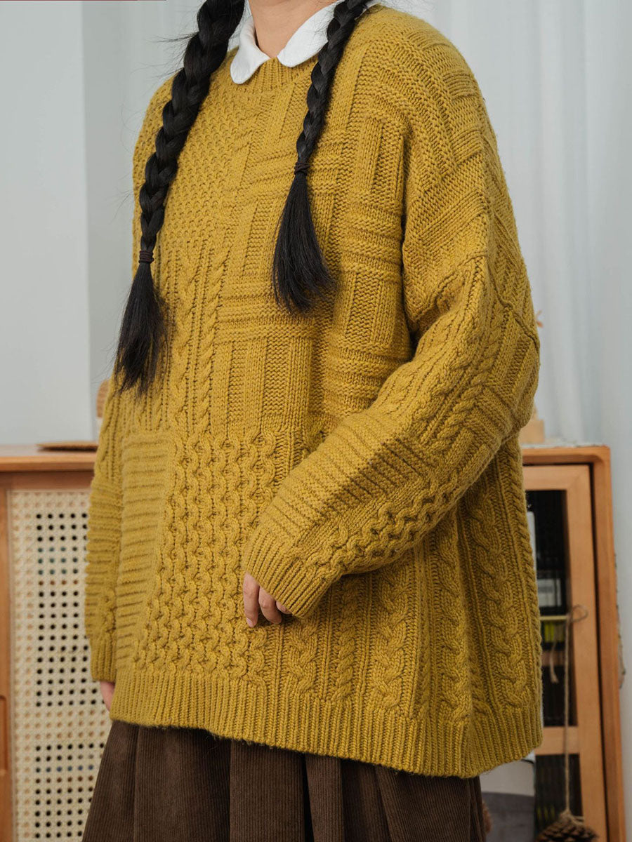 Winter Women Sweet Knitted Solid Loose Sweater