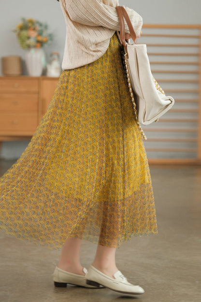 Digitally Printed Densified Elastic Waist Skirt