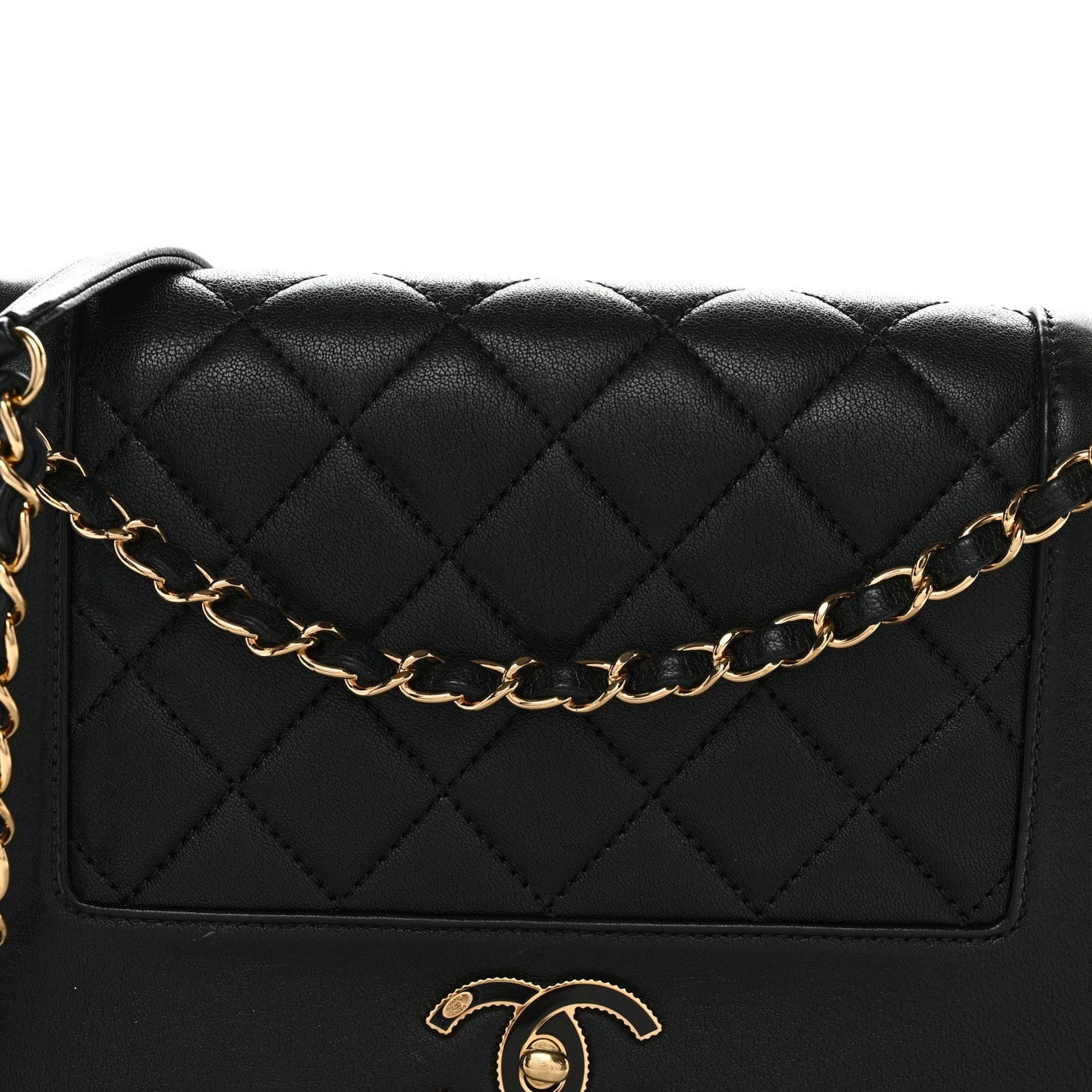 Sheepskin Quilted Vintage Mademoiselle Flap Black